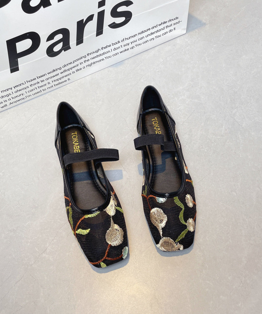 Beautiful Splicing Chinese Style Flats Black Breathable Mesh Embroidered