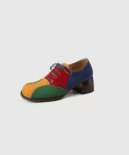 Beautiful Splicing Chunky High Heels ColorblockC Faux Leather