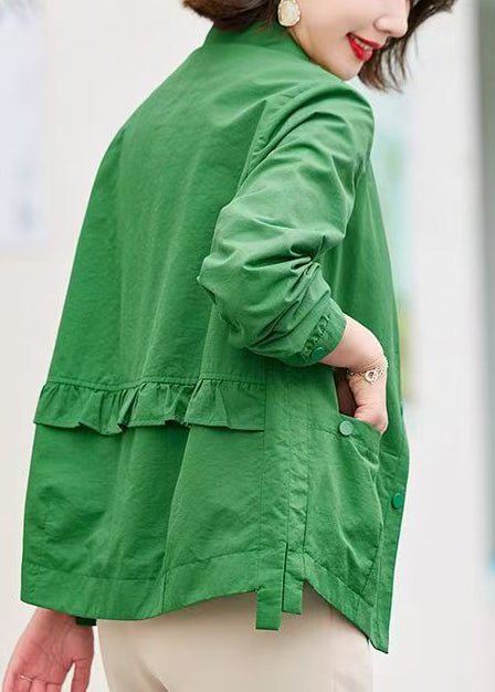 Beautiful Tea Green Oversized Cotton Shirt Tops Spring