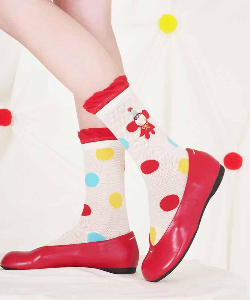 Beautiful Thin Mesh Breathable Cartoon Mid Calf Socks