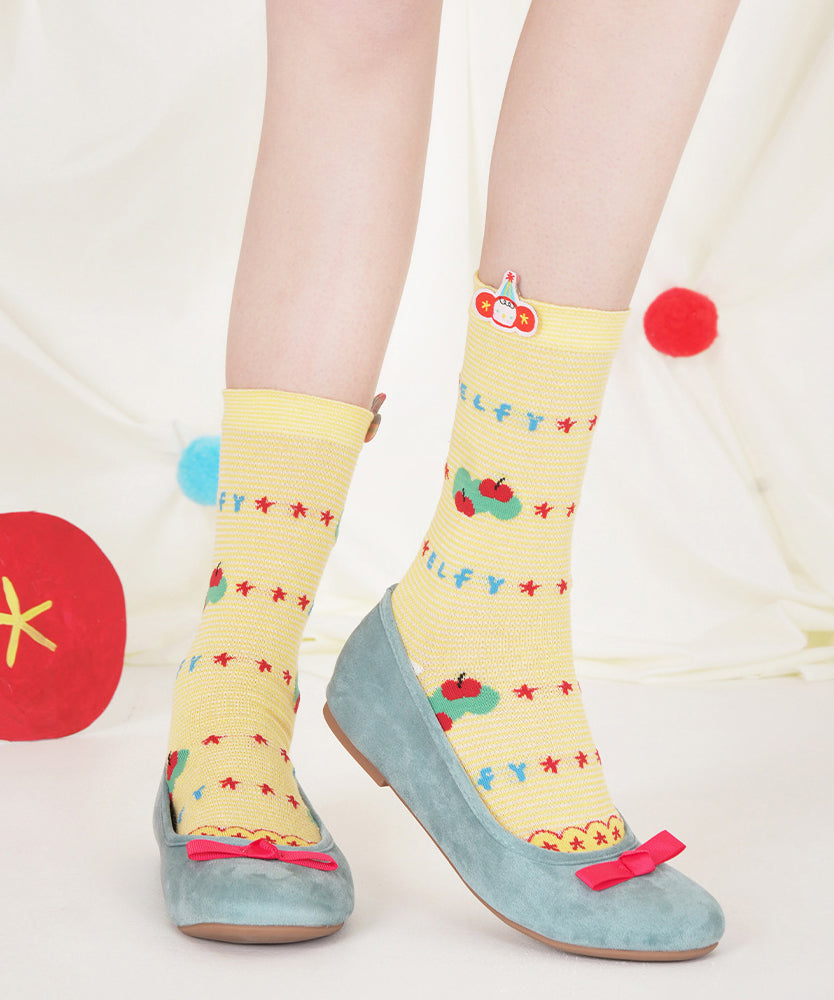 Beautiful Thin Mesh Breathable Cartoon Mid Calf Socks