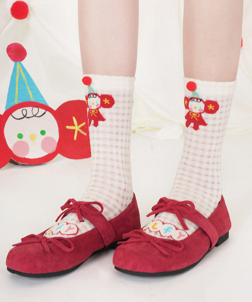 Beautiful Thin Mesh Breathable Cartoon Mid Calf Socks