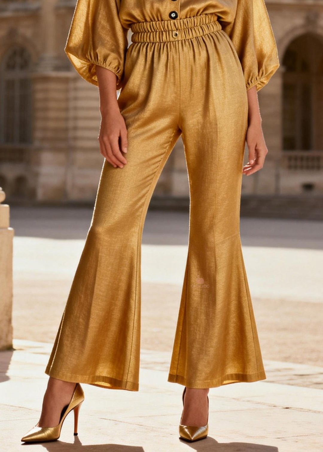 Beautiful V Neck Patchwork Linen Silk Two Pieces Set Summer
