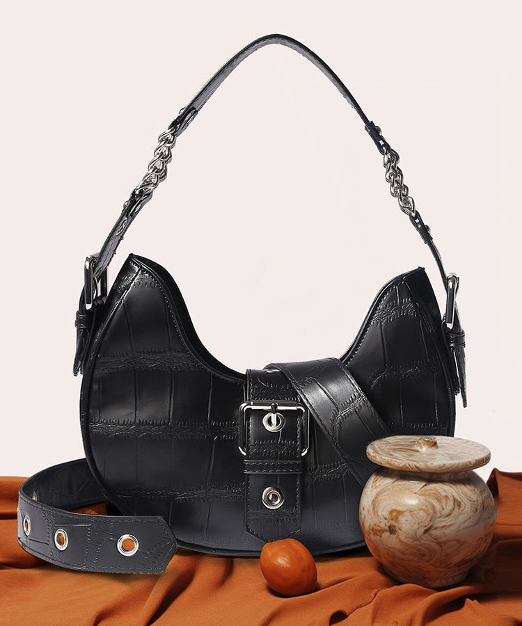 Beautiful White Jacquard Solid Durable Faux Leather Saddle Bag