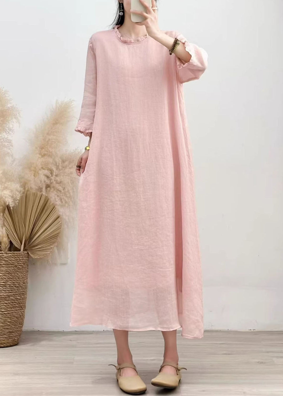 Beautiful White Ruffled Patchwork Linen Dresses Summer