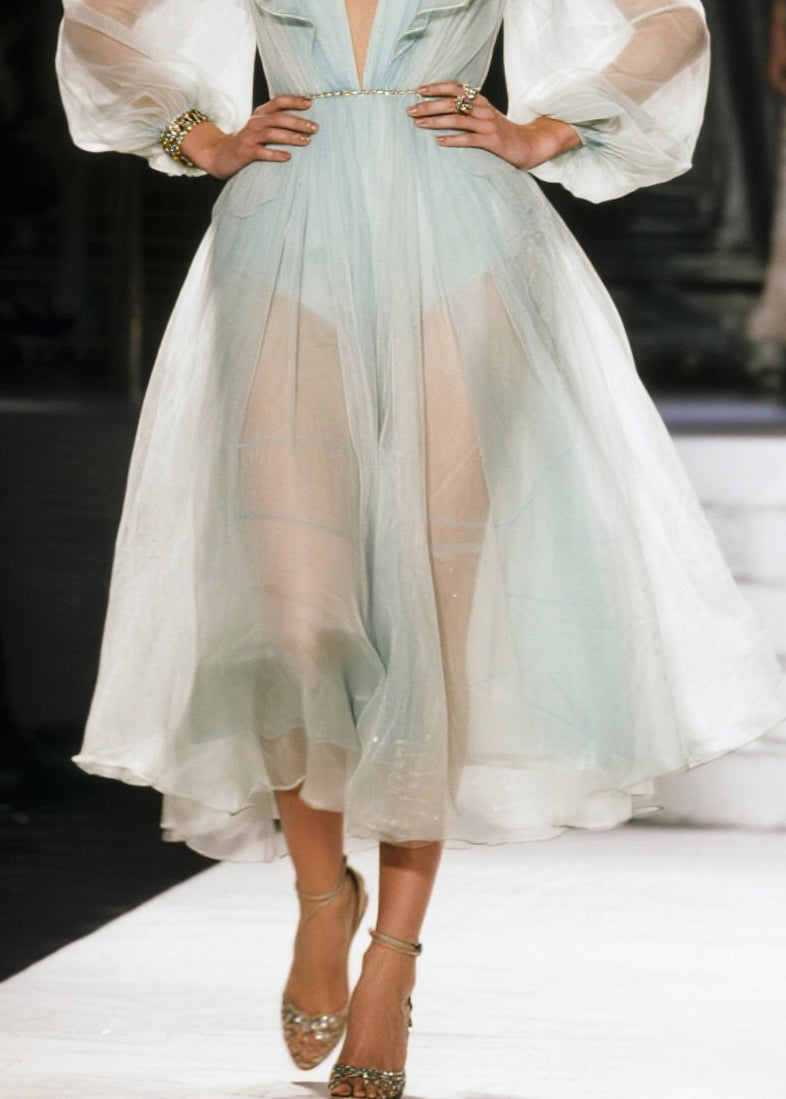 Beautiful White Ruffled Sheer Organza Holiday Dress Summer