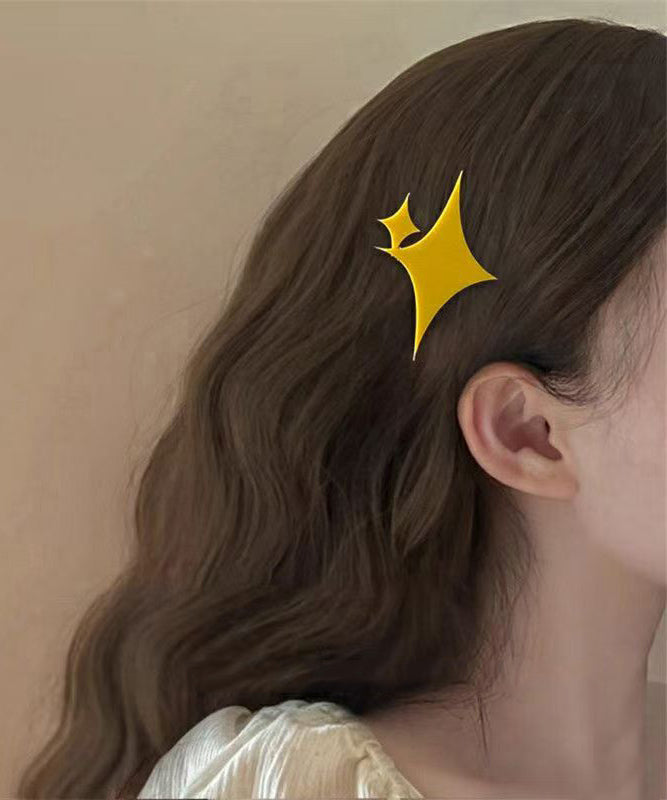 Beautiful Yellow Acrylic Shining Stars A Pair Hairpin