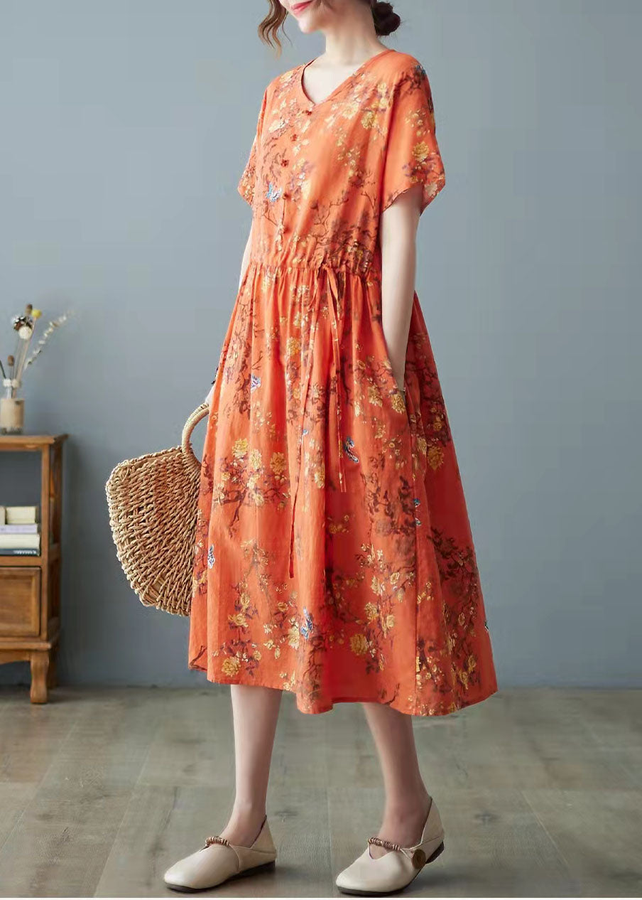 Beautiful gray geometry print bamboo Pockets Print O Neck Dress