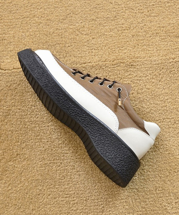 Beige Faux Leather Splicing Comfortable Loafers For Women