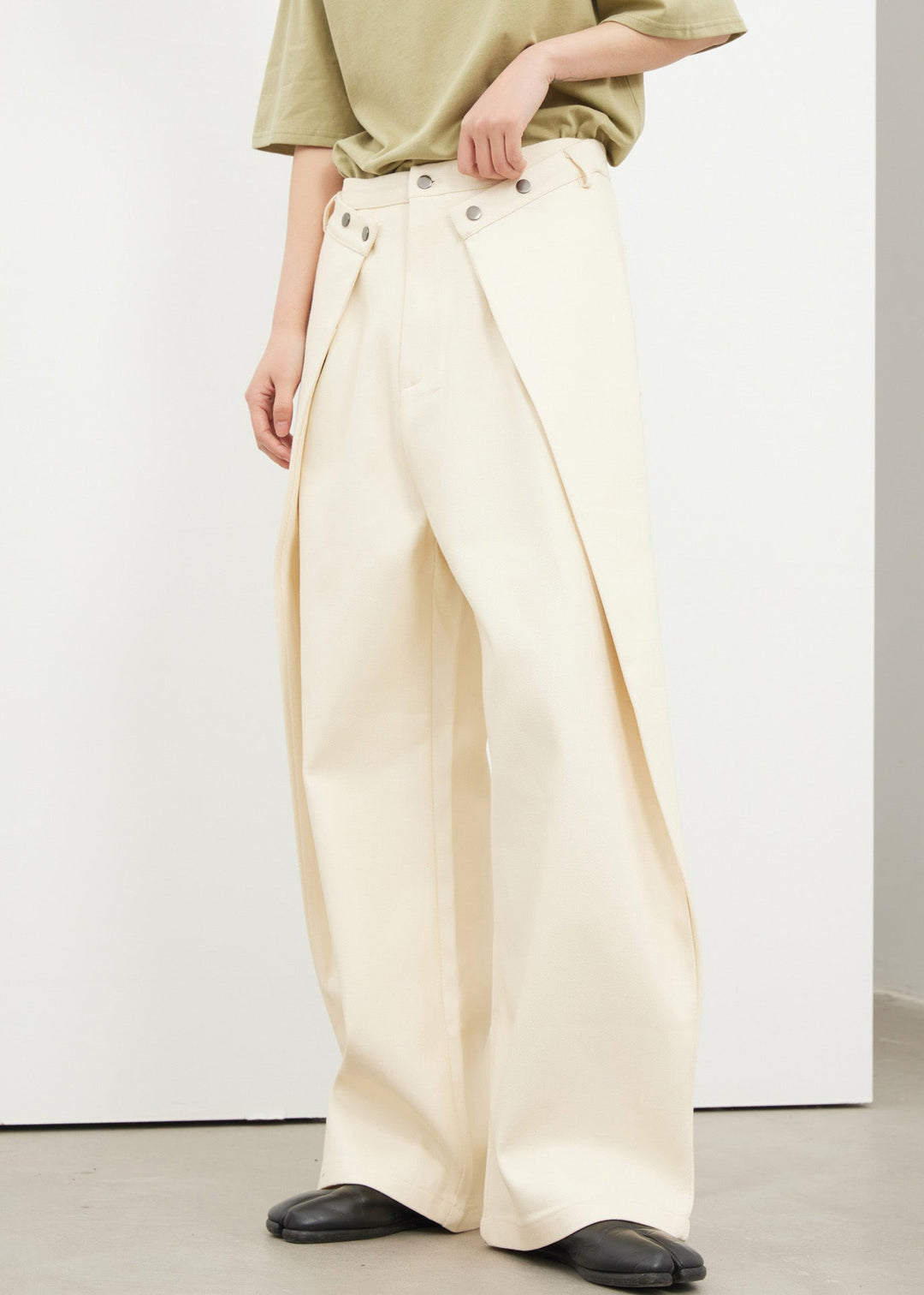 Beige High Waist Wide Leg Pants Fall