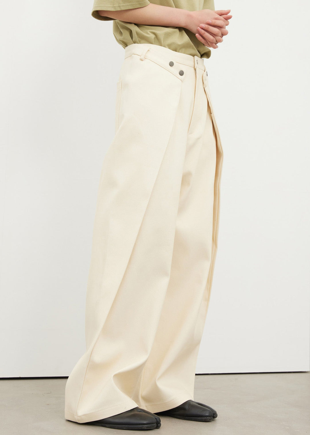Beige High Waist Wide Leg Pants Fall
