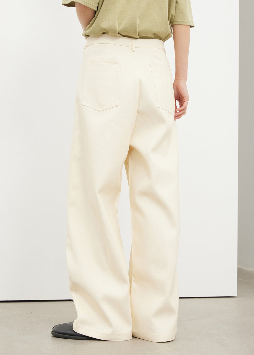 Beige High Waist Wide Leg Pants Fall