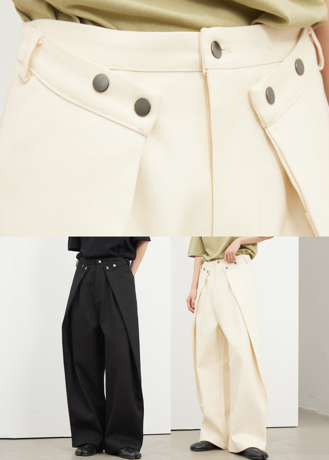Beige High Waist Wide Leg Pants Fall