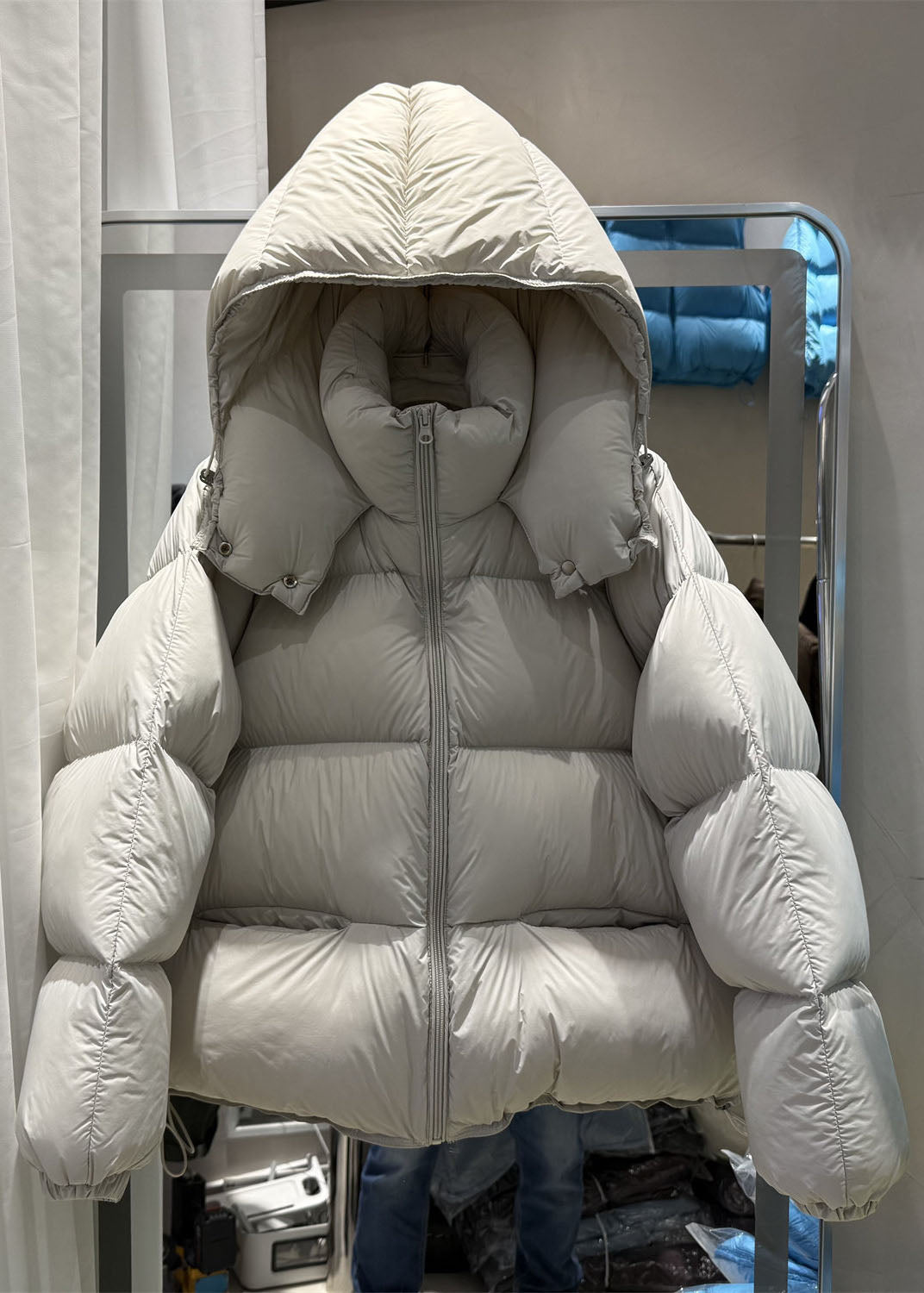 Beige Loose Warm Duck Down Winter Coats Hooded Winter