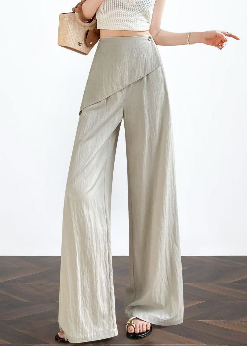 Beige Patchwork Cotton Fake Two Piece Pants Asymmetrical Fall