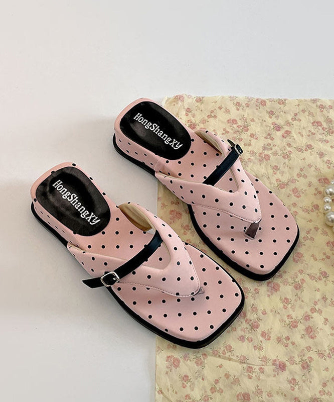 Beige Print Cotton Fabric Fashion Splicing Thong Sandals