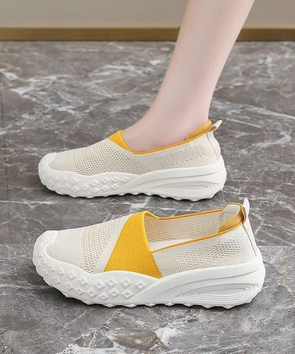 Beige Splicing Flat Feet Shoes Hollow Out Flat Feet Shoes