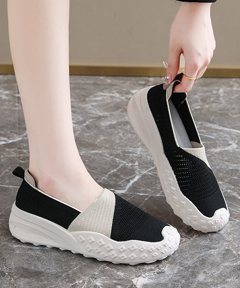 Beige Splicing Flat Feet Shoes Hollow Out Flat Feet Shoes