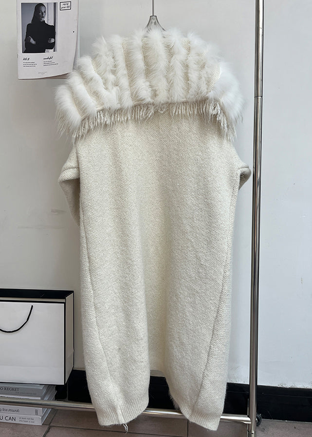 Beige Tasseled Pockets Patchwork Woolen Coats Sailor Collar