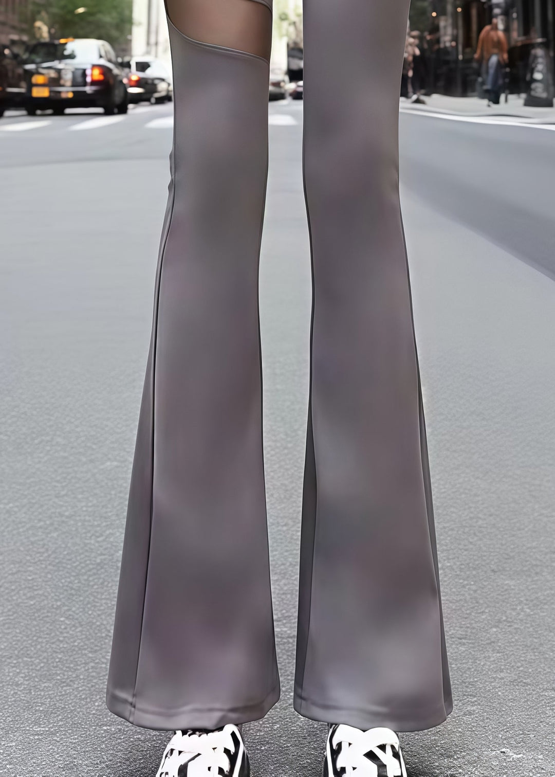 Best Grey Butt Scrunch Mesh Panel Leggings Flare Leggings