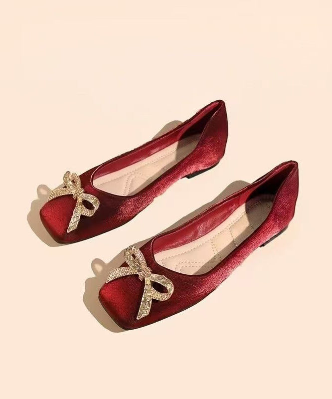 Black Bow Women Satin Fashion Splicing Flat Feet Shoes