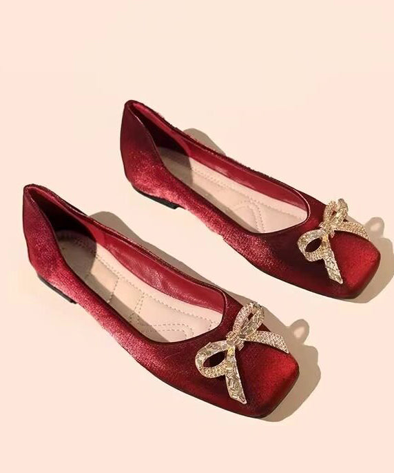 Black Bow Women Satin Fashion Splicing Flat Feet Shoes