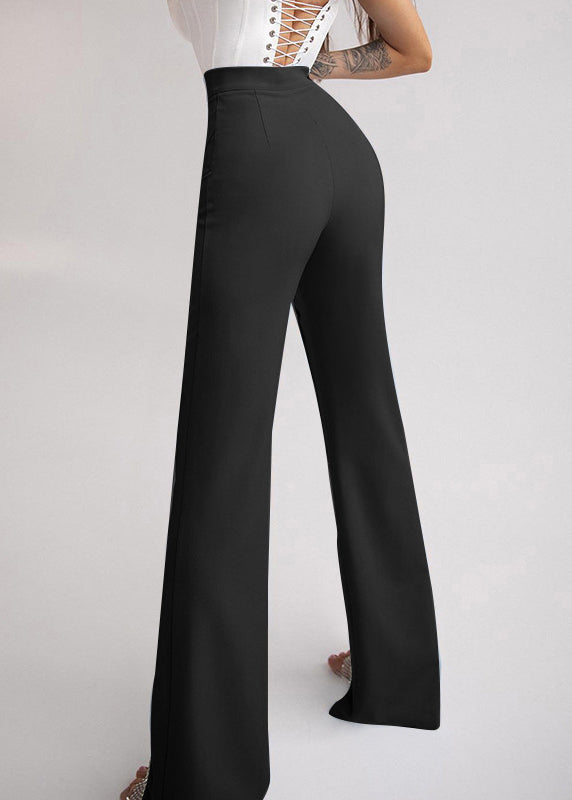 Black Button Tulle Patchwork Spandex Summer Pants High Waist