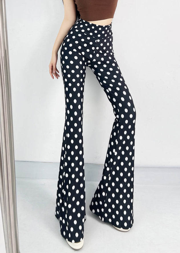 Black Dot Bell-bottom Trousers Tummy Control Fall