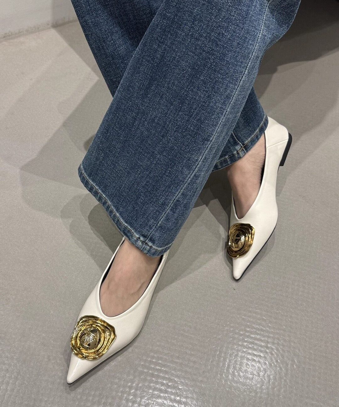 Black Faux Leather Boutique Splicing Flat Feet Shoes Pointed Toe