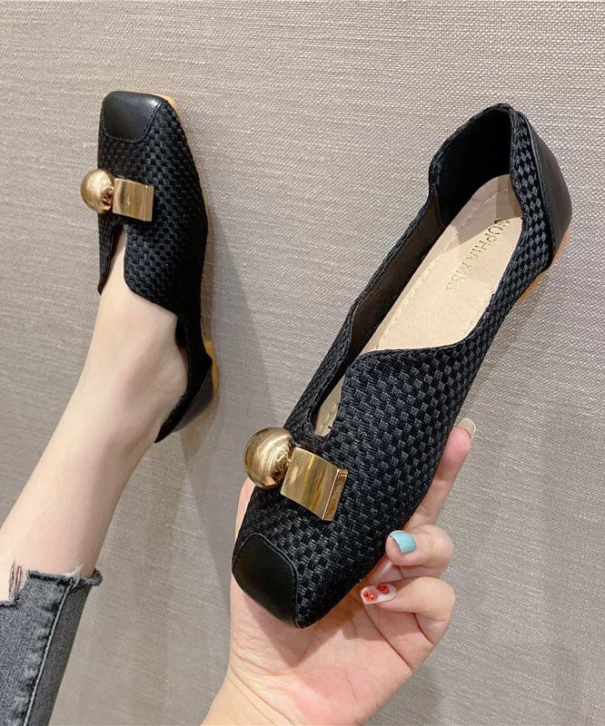 Black Faux Leather Penny Loafers Women Splicing
