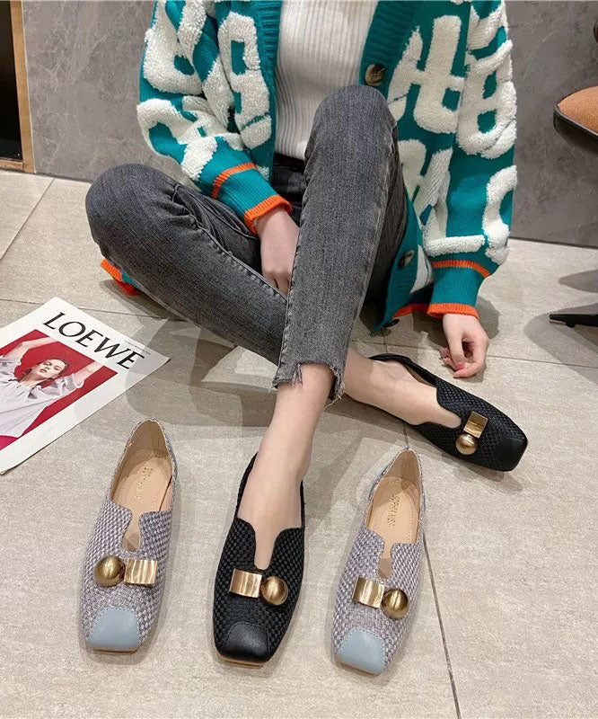 Black Faux Leather Penny Loafers Women Splicing