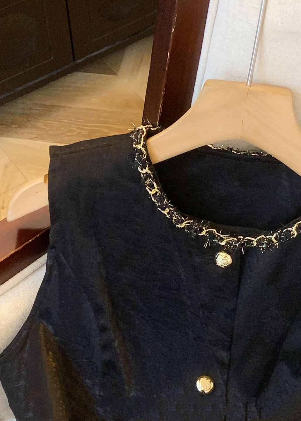 Black Feather Patchwork Waistcoat Sleeveless