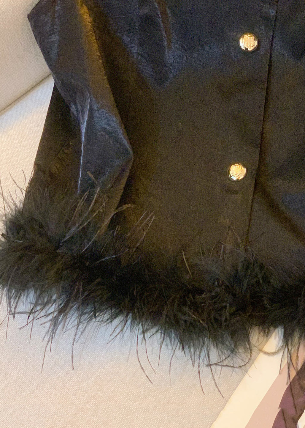 Black Feather Patchwork Waistcoat Sleeveless