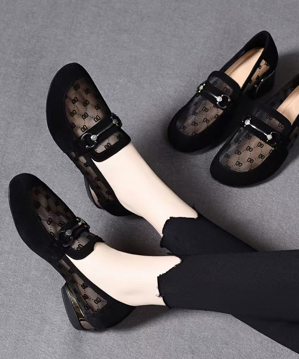 Black Flat Feet Shoes Faux Leather Chic Flat Shoes For Women