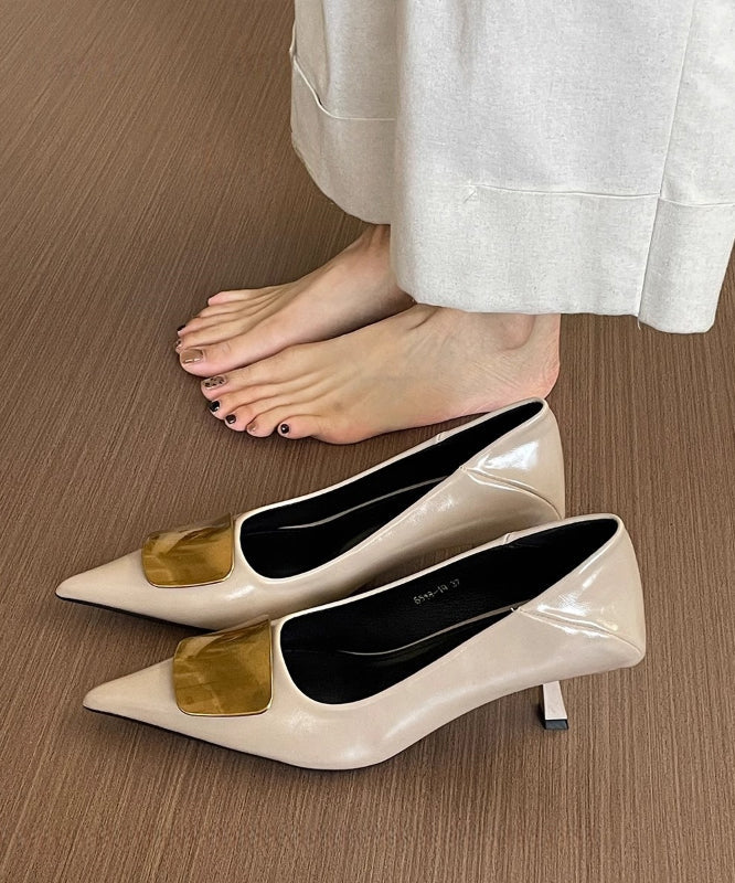 Black High Heels Splicing French Sequined Pointed Toe