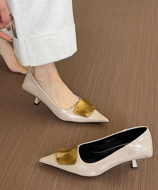 Black High Heels Splicing French Sequined Pointed Toe