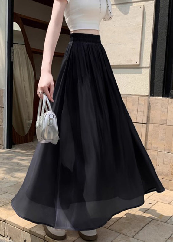 Black High Waist Patchwork Solid Maxi Skirts