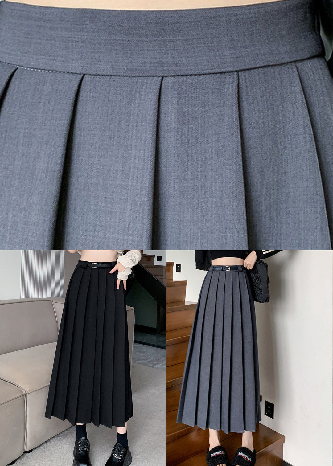 Black High Waist Solid A Line Skirts