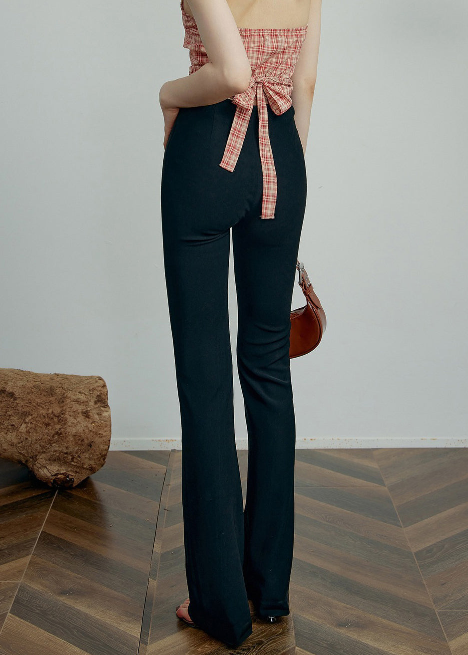 Black Hollow Out Spandex Summer Pants High Waist