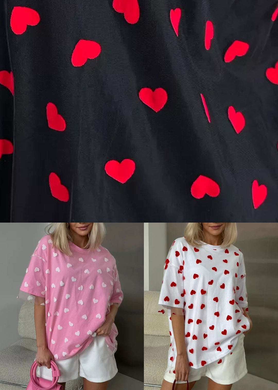 Black Love Tulle Patchwork T Shirt O Neck Summer