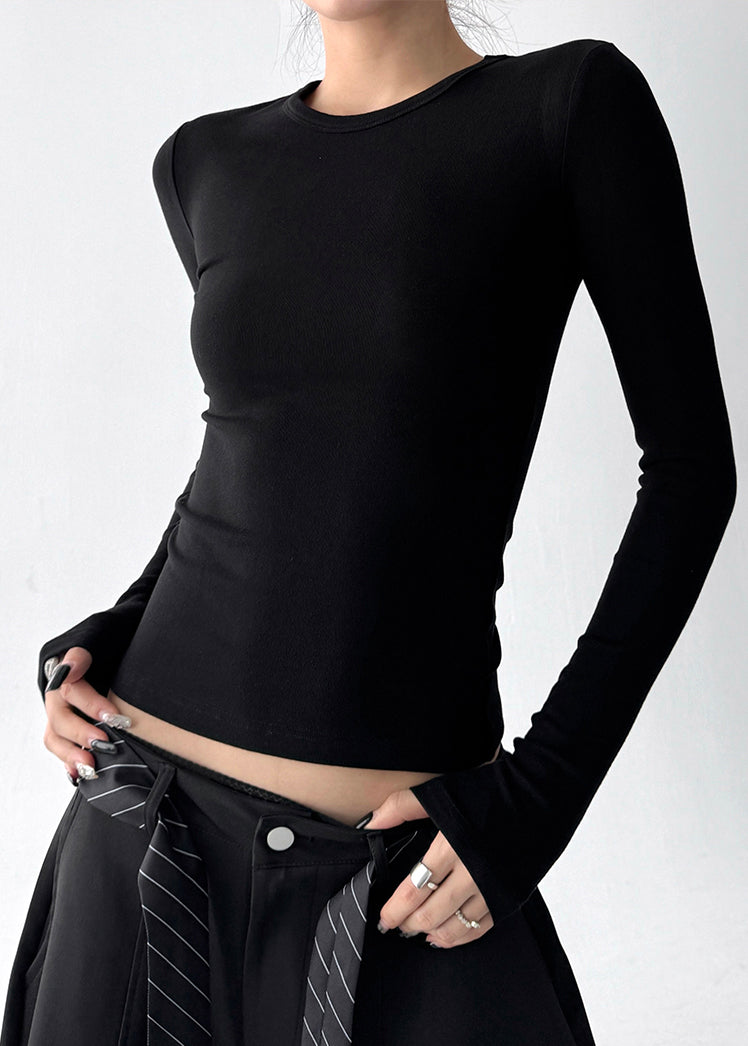 Black Patchwork Lace Blouse Top Hollow Out Fall
