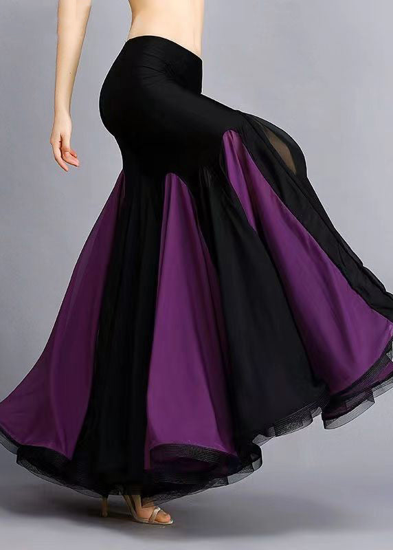 Black Patchwork Sexy Fish Tail Skirts Extra Large Hem Spring