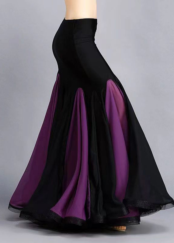 Black Patchwork Sexy Fish Tail Skirts Extra Large Hem Spring