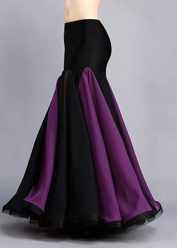 Black Patchwork Sexy Fish Tail Skirts Extra Large Hem Spring
