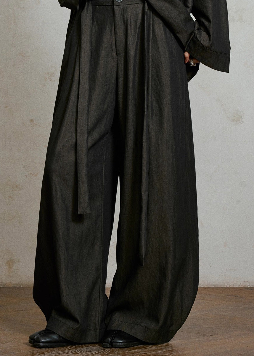 Black Pockets High Waist Solid Lantern Pants