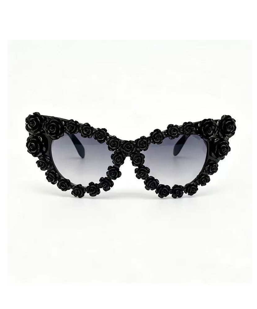 Black Rose Cat Eye Vacation Summer Beach Sunglasses
