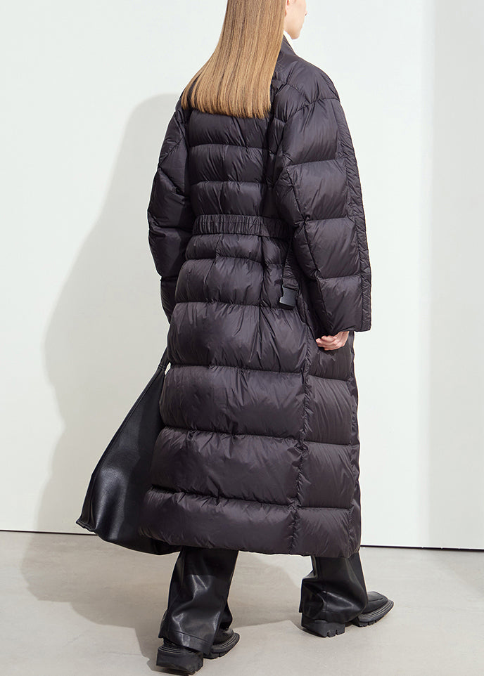 Black Sashes Duck Down Down Winter Long Coats V Neck