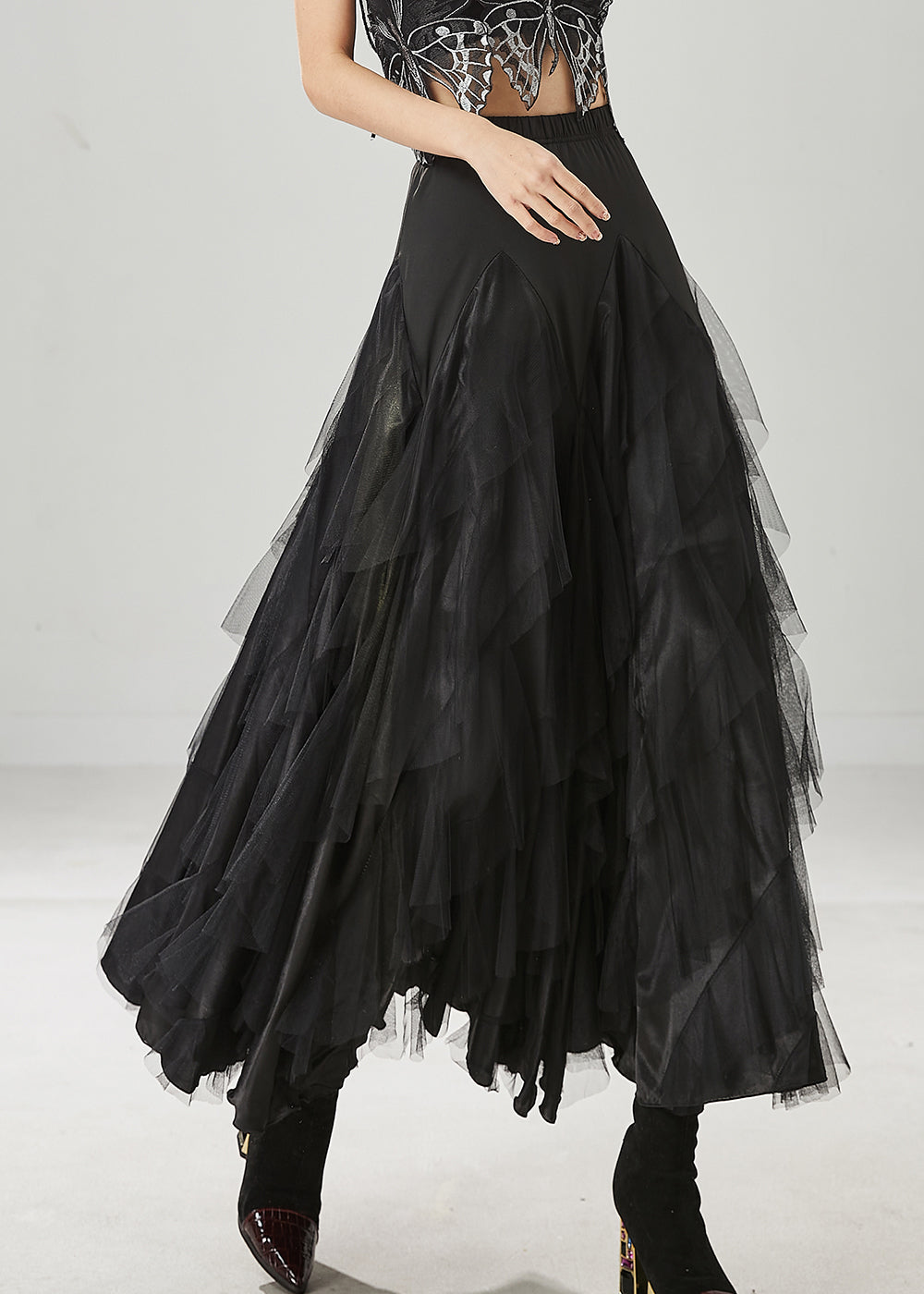 Black Silm Fit Tulle Skirts Exra Large Hem Spring