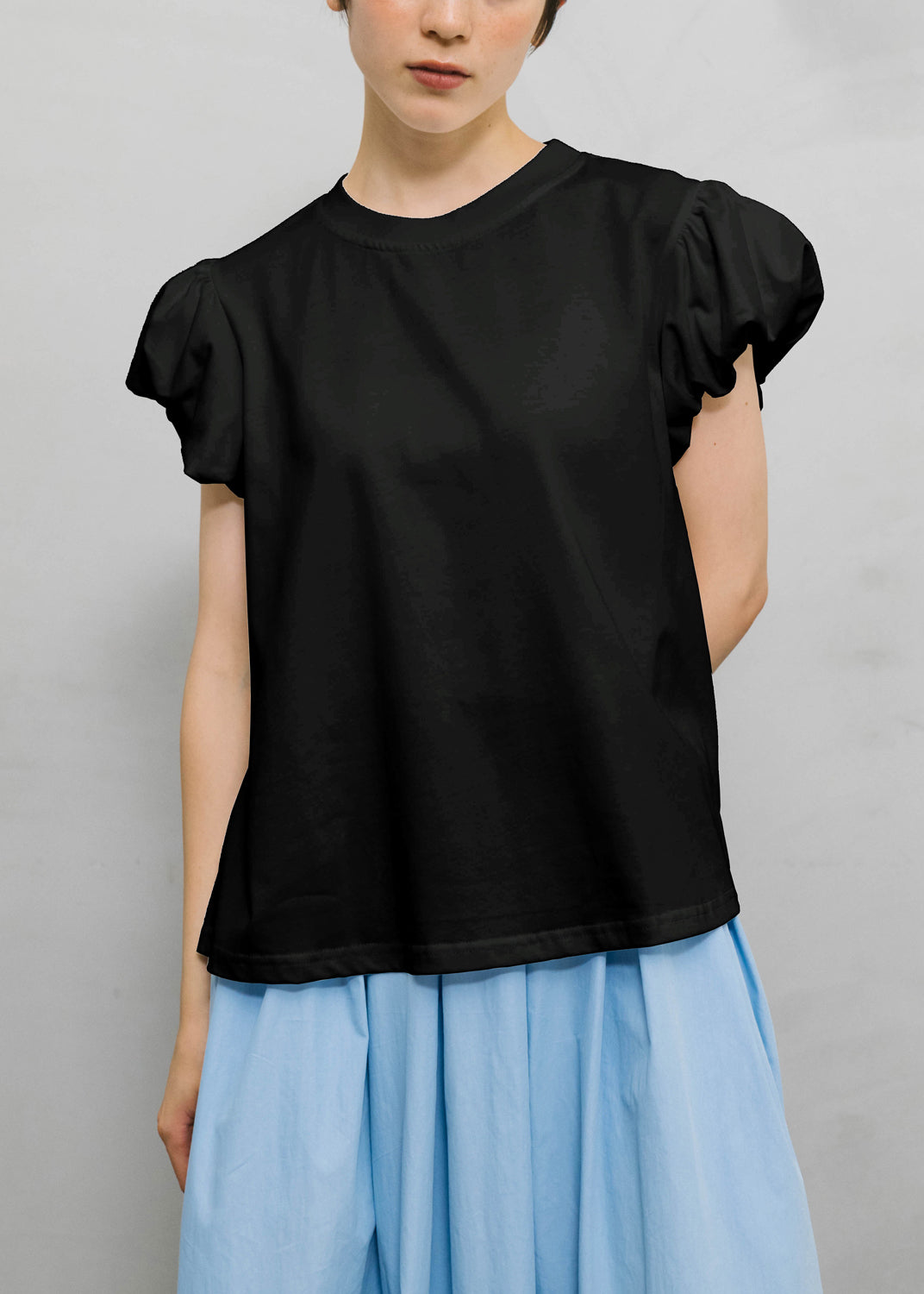 Black Solid Cozy Cotton T Shirts O Neck Short Sleeve