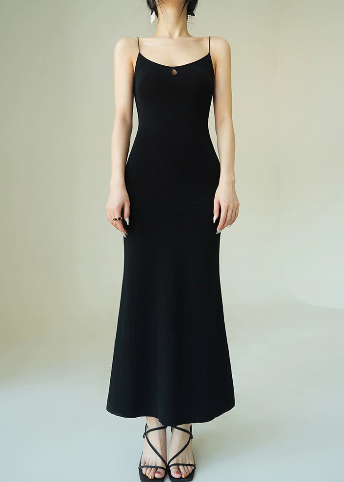 Black Solid Knit Two Pieces Set O-Neck Batwing Sleeve